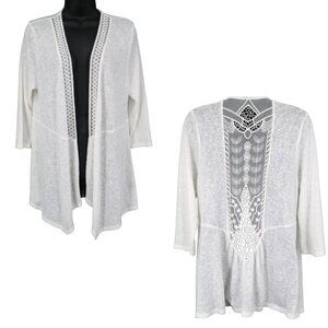 Torrid‎ Cardigan Womens 0 White Boho Ethereal Resort Coastal Crochet Grannycore